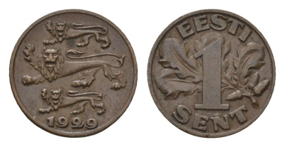 Эстония 1 сент 1929 год-тип KM 10 бронза 4696-236