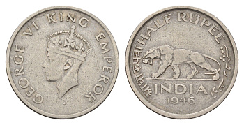 Британская Индия 1/2 рупии 1946 KM 553 никель 4657-655