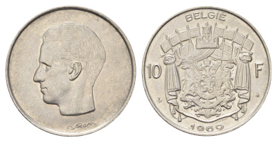 Бельгия 10 франков 1969 Belgie, Бодуэн I (1951-1993) KM 156 никель 4704-1043