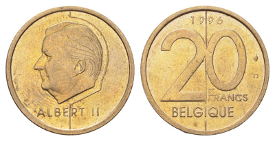 Бельгия 20 франков 1996 Belgique, Альберт II KM 191 никель бронза 4704-1143