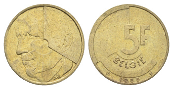 Бельгия 5 франков 1986 Belgie, Бодуэн I (1951-1993) KM 164 медь алюминий никель 4706-315