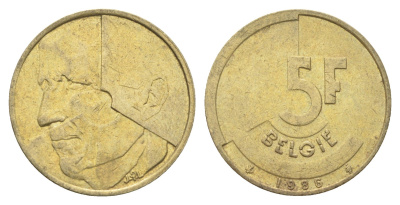Бельгия 5 франков 1986 Belgie, Бодуэн I (1951-1993) KM 164 медь алюминий никель 4706-315