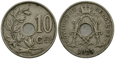 Бельгия 10 сантимов 1923 KM 52 медно-никель 4177-1256