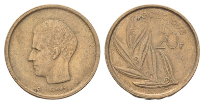 Бельгия 20 франков 1981 Belgique, Бодуэн I (1951-1993) KM 159 никель латунь 4704-1157