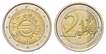 Италия 2 евро 2012 10 лет евро наличными KM 350 биметалл 4693-1141