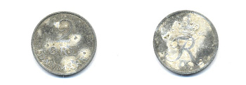 ДАНИЯ 2 ЭРЕ 1962 C; S, ФРЕДЕРИК IX (1947-1972) KM 840.2 цинк 4379-735