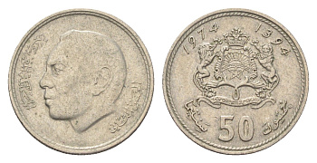 Марокко 50 сантимов 1974 год-тип Y 62 медно-никель 4702-823