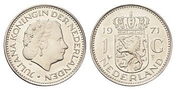Нидерланды 1 гульден 1971 Юлиана (1948-1980) KM 184a никель UNC 4706-1235