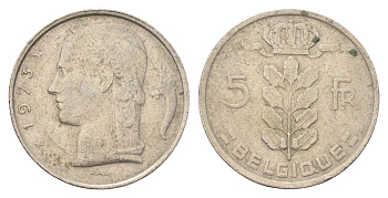 Бельгия 5 франков 1973 Belgique, Бодуэн I (1951-1993) KM 134 медно-никель 4704-1057