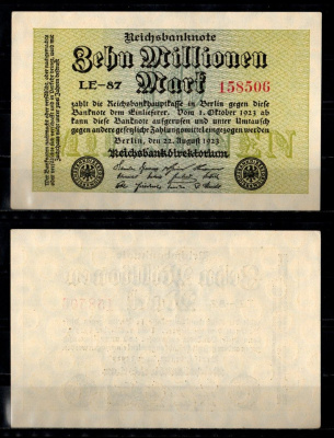 Германия 10000000 марок 1923 Pick 106 b бумага 8615-41-1-2