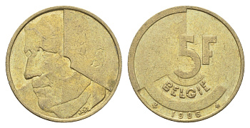 Бельгия 5 франков 1986 Belgie, Бодуэн I (1951-1993) KM 164 медь алюминий никель 4706-323