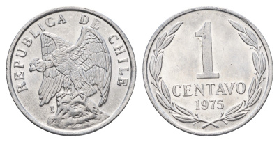 Чили 1 сентаво 1975 год-тип KM 203 алюминий UNC 4688-244