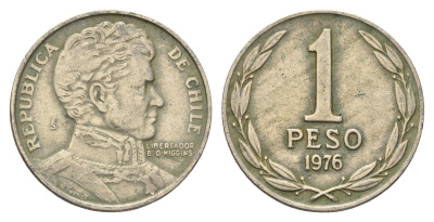 Чили 1 песо 1976 KM 208 медно-никель 4688-337