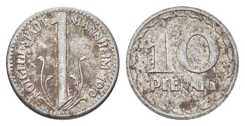 Мангейм 10 пфеннигов 1919 Funck 315.2, Men18 20355.4 железо 4708-967