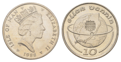 Остров Мэн 10 пенсов 1988 Елизавета II (1952-2022) KM 210 медно-никель aUNC 4607-612