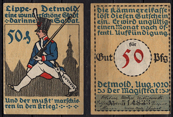 Германия 50 пфеннигов 1920 солдат бумага 7198-12-3-2