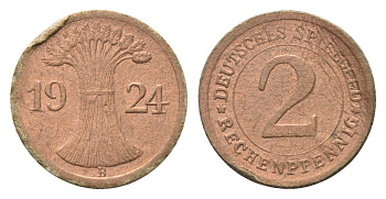 Германия игровой жетон в 2 рентенпфеннига 1924 диаметр 20 мм, вес 0,4 гр картон 4702-958