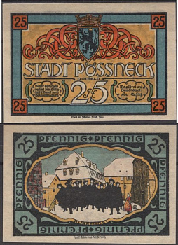 Плён 25 пфеннигов ND (1921) бумага UNC (пресс) 2193-51-3-1