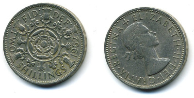 Великобритания 2 шиллинга (флорин) 1962 Елизавета II (1952-2022) KM 906, Spink 4146 медно-никель 4110-1514