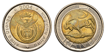 ЮАР 5 рандов 2004 KM 281 биметалл UNC 4693-346