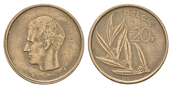 Бельгия 20 франков 1982 Belgie, Бодуэн I (1951-1993) KM 160 никель латунь 4704-1255