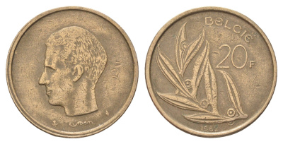 Бельгия 20 франков 1982 Belgie, Бодуэн I (1951-1993) KM 160 никель латунь 4704-1255