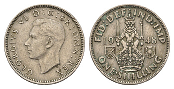 Великобритания 1 шиллинг 1948 Георг VI (1936-1952), Шотландский герб KM 864, Spink 4104 медно-никель 4695-735