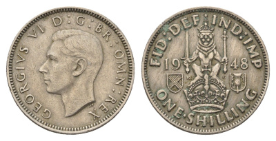 Великобритания 1 шиллинг 1948 Георг VI (1936-1952), Шотландский герб KM 864, Spink 4104 медно-никель 4695-735