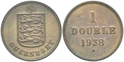 Гернси 1 дабл (дубль) 1938 KM 11 бронза 3851-1023