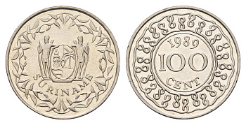 Суринам 100 центов 1989 KM 23 медно-никель UNC 4703-214