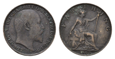 Великобритания 1 фартинг 1903 Эдуард VII (1901-1910) KM 792, Spink 3992 бронза 4690-753