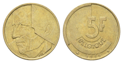 Бельгия 5 франков 1986 Belgique, Бодуэн I (1951-1993) KM 163 медь алюминий никель 4706-225