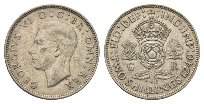 Великобритания 2 шиллинга (флорин) 1940 Георг VI (1936-1952) KM 855, Spink 4081 серебро 4699-536