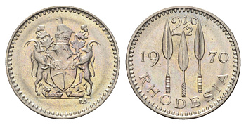 Родезия 2 1/2 цента 1970 год-тип KM 11 медно-никель UNC 4659-265