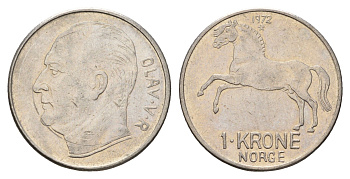Норвегия 1 крона 1973 Улаф V (1957-1991) KM 409 медно-никель 4703-313