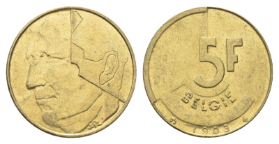 Бельгия 5 франков 1993 Belgie, Бодуэн I (1951-1993) KM 164 медь алюминий никель 4706-334