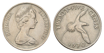 Бермудские острова (Бермуды) 25 центов 1970 KM 18 медно-никель 4688-1011