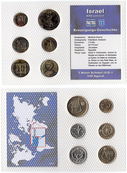 Израиль красочной набор из 6 монет с библейскими сюжетами в красочной упаковке с информацией о стране UNC 4-5-1-31