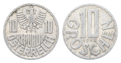 Австрия 10 грошей 1953 KM 2878 алюминий 4705-513