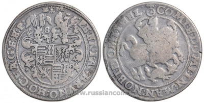 Мансфельд 1 талер 1586 BM, Dav. 9506, Tornau 573g серебро 00-000-00