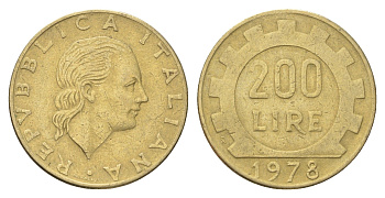 Италия 200 лир 1978 R, шестерня KM 105 алюминиевая бронза 4704-824