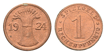 Германия игровой жетон в 1 рентенпфенниг 1924 диаметр 17 мм картон 4702-931