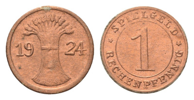 Германия игровой жетон в 1 рентенпфенниг 1924 диаметр 17 мм картон 4702-931