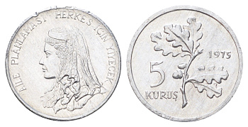 Турция 5 курушей 1975 ФАО - Планирование семьи KM 906 алюминий UNC 4697-1067