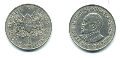 Кения 1 шиллинг 1969 Джомо Кениата KM 14 медно-никель 59-1311