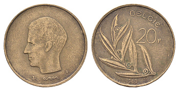 Бельгия 20 франков 1980 Belgie, Бодуэн I (1951-1993) KM 160 никель латунь 4704-1241