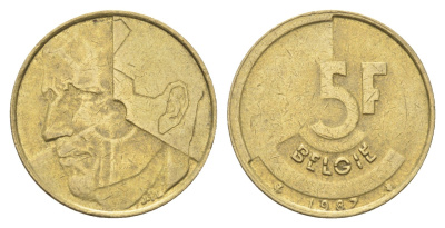 Бельгия 5 франков 1987 Belgie, Бодуэн I (1951-1993) KM 164 медь алюминий никель 4706-331