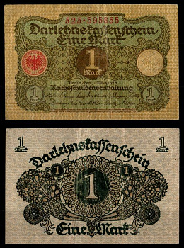 Германия 1 марка 1920 Pick 58 бумага 7198-2-3-2
