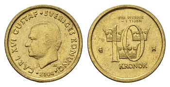 Швеция 10 крон 2004 Карл XVI Густав (1973-) KM 895 нордик 4656-247