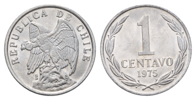Чили 1 сентаво 1975 год-тип KM 203 алюминий UNC 4688-245